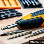 Home 20 DIY 제작을 위한 필수 도구 목록 - A detailed close-up of an ergonomic screwdriver set with interchangeable tips, featuring handles mad...