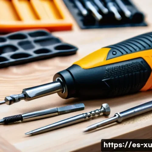 Home 32 DIY 제작을 위한 필수 도구 목록 - A detailed close-up of an ergonomic screwdriver set with interchangeable tips, featuring handles mad...